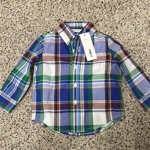 Plaid Kids Shirt - Blue, Green, White
